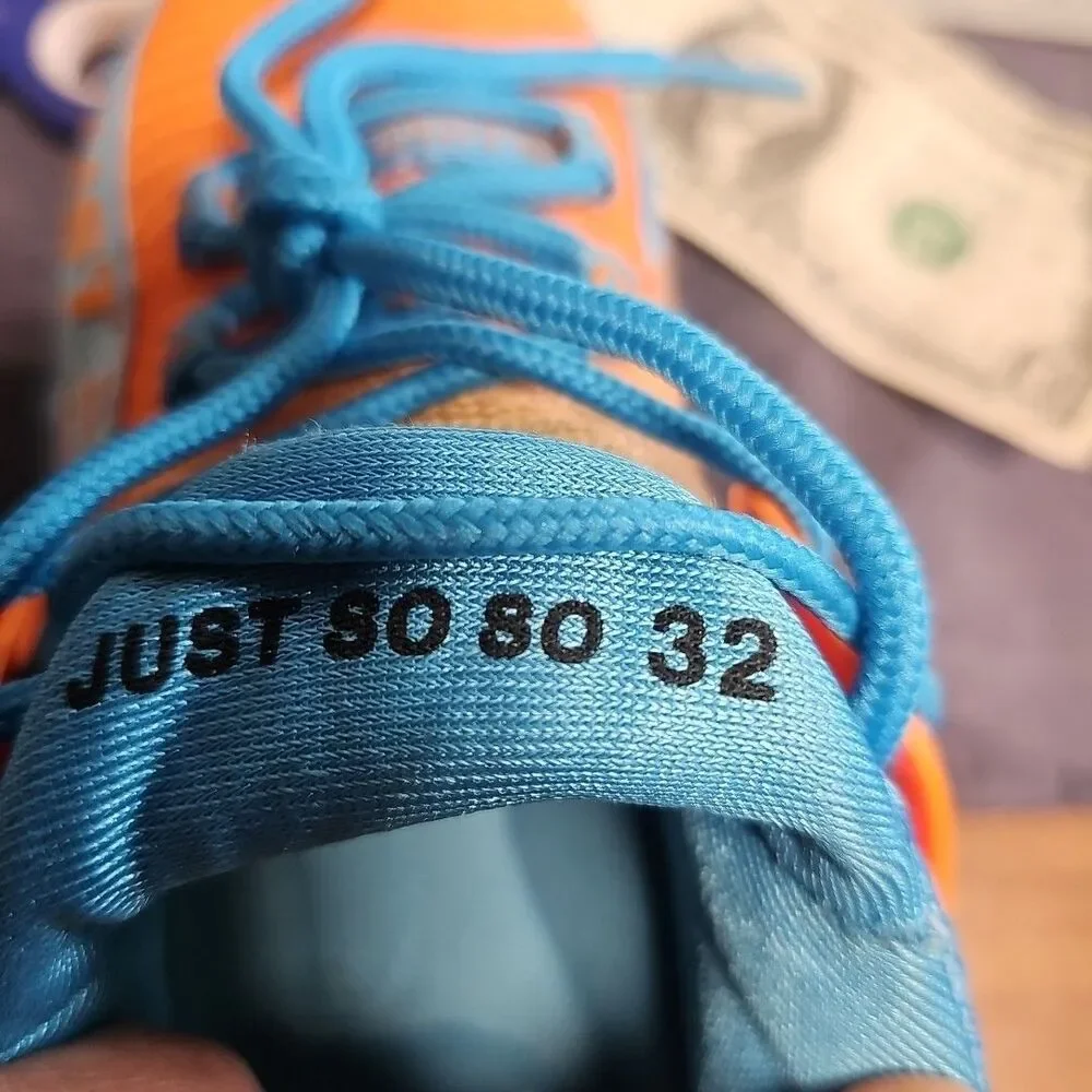 JUST SO SO Mesh Knit Athletic Running Tennis Shoes Orange Turquoise Kids Sz 32